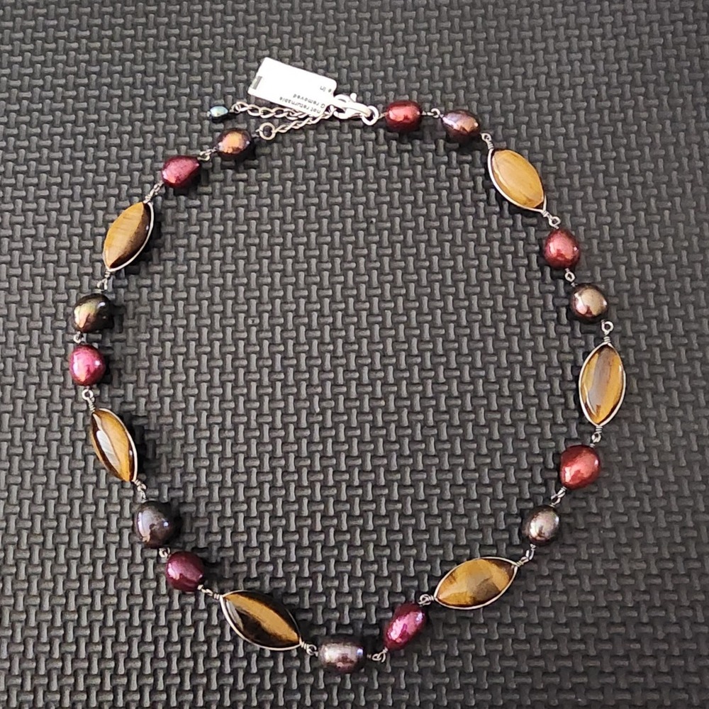 Beaded Necklace Brown Red 16" Boho Western Fashion Jewelry NEW